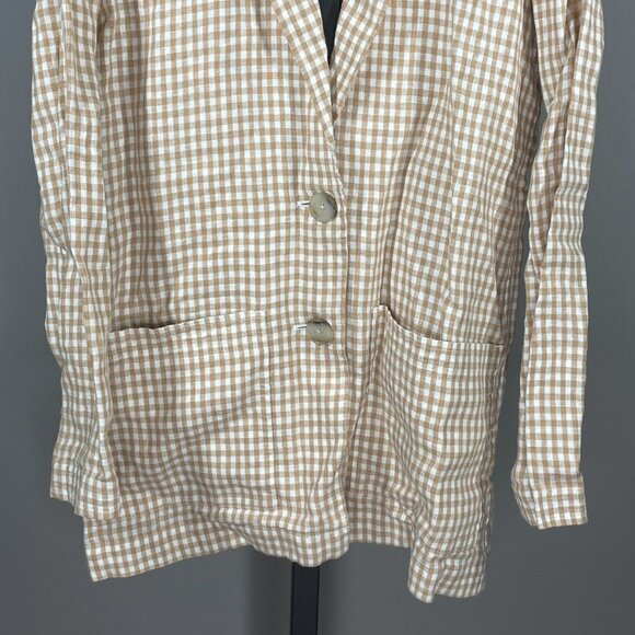 NEW Madewell Blazer Jacket Womens XS brown plaid linen preppy classic - Picture 3 of 9